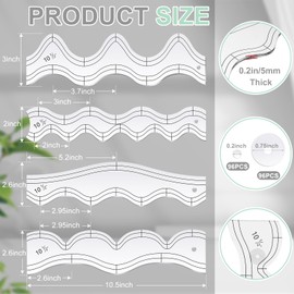 Kigley 4 Pcs Free Motion Quilting Templates Waves Acrylic Quilting Rulers for Machine Free Motion Sewing Stencils Patchwork Splicing with 96 Pcs Nonslip Grips(Rolling+Gentle)