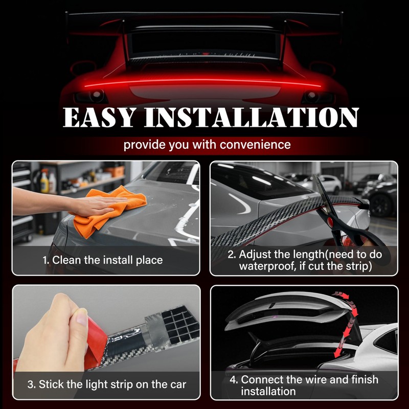 DIBMS LED Spoiler Brake Light Strip Sequential Flashing Tail Universal