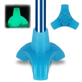 supregear Tripod Walking Cane Tip, Glow in The Dark, Non-Slip Rubber Base, Fits Most 3/4 Inch Canes and Walking Sticks, Enhances Stability and Visibility in Dark Conditions, Blue