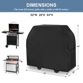 EVLIQUIL Grill Cover for Outdoor Grill,BBQ Gas Grill Cover 65 Inch,Heavy Duty Waterproof UV & Fade Resistant Barbecue Cover with Hook-and-Loop Straps & Adjustable Hem Drawstring Outside(Black).