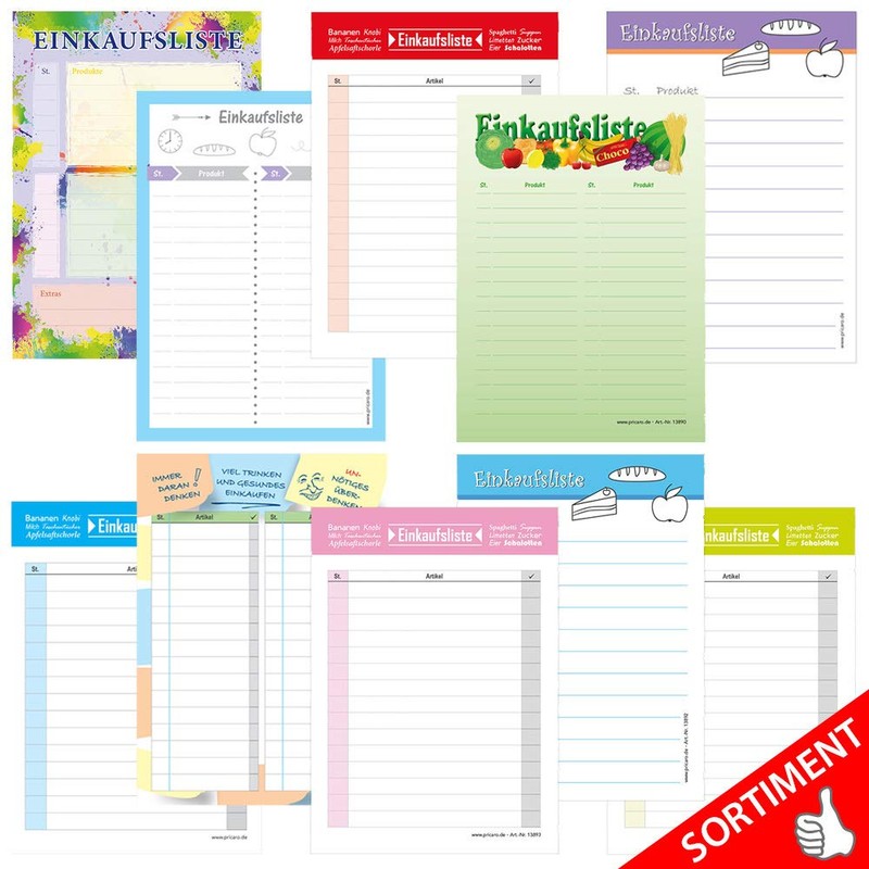 PRICARO Einkaufsliste Allerlei, magnetisch, hellblau, A6, 25 Blatt, 5 Stück