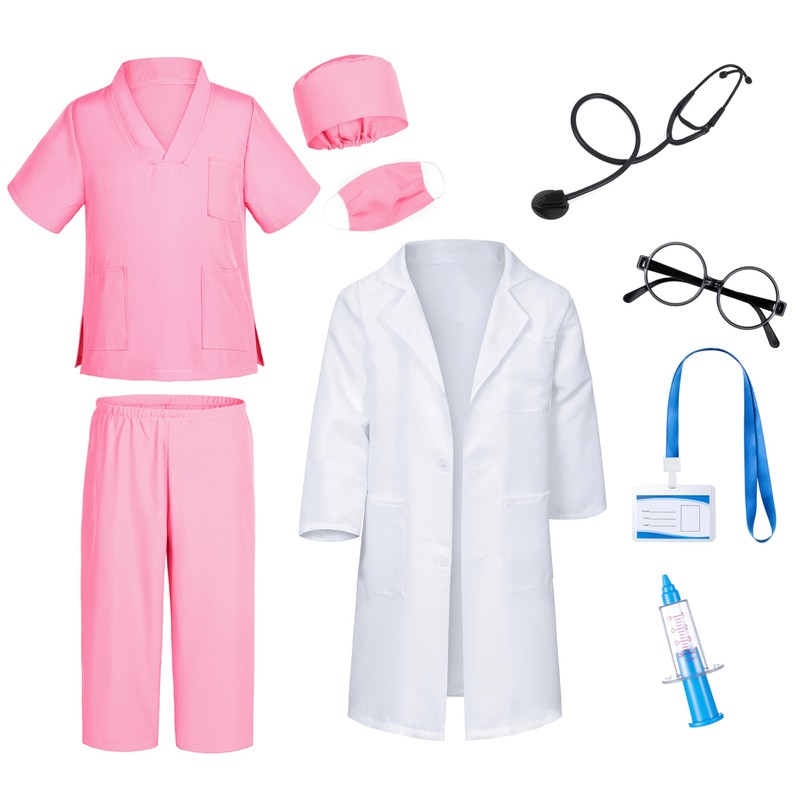 Doctor Costume for Kids Scrubs Pants with Accessories Set Children
