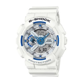 Casio GA-110 Classic Color Wristwatch, Limited Color: White/Blue (Glow in the Dark Parts)