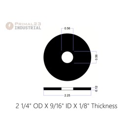 Heavy Duty Neoprene Rubber Washers - 2 1/4" OD X 9/16" ID X 1/8" Thickness - 70 Duro Primal23 Industrial Neoprene Rubber Washers (25)