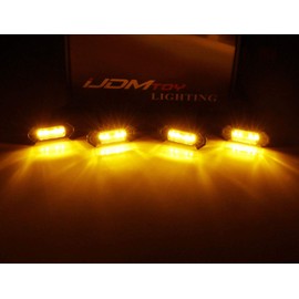 iJDMTOY 4pc Set Front Grille Lighting Kit Compatible with 2016-2023 Toyota Tacoma w/TRD Pro Grill ONLY, Includes (4) 4-SMD 2500K Amber LED Light Assy & Wiring Harness