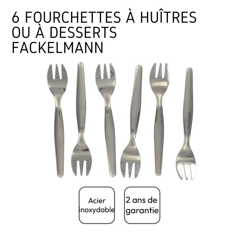 FACKELMANN FCK32133 Austerngabeln 6 Stück, Edelstahl, grau, 17 x 8