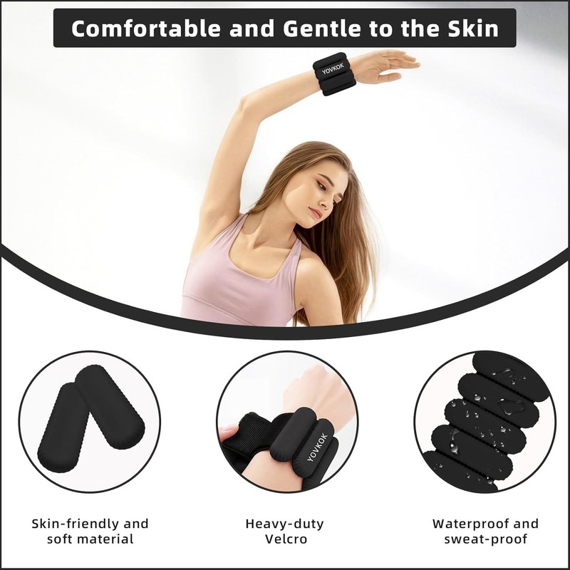 Silicone Wrist and Ankle Weights, Adjustable Wearable Weights for Walking,