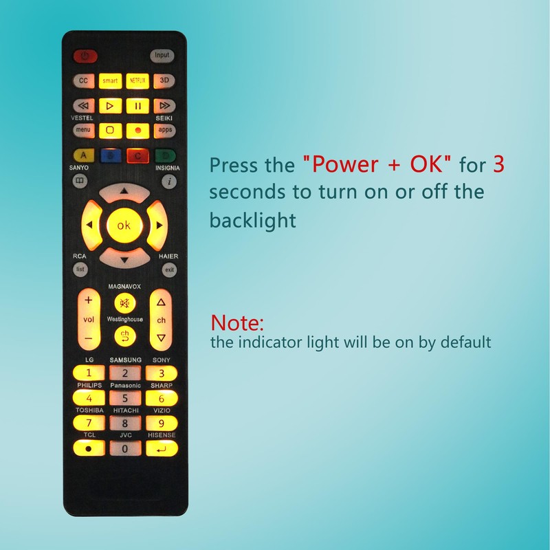 Universal TV Remote for All TV Remotes, Backlit Universal Remote