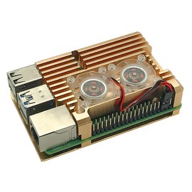 RLTech Case for Raspberry Pi 4 Model B, Raspberry Pi Heatsink for Raspberry Pi 4 Model B, Case with Fan Compatible with Raspberry Pi 4 Model B (Alu-Gold)