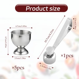 6-Piece Set Egg Cups, Egg Cup, 5 Egg Cups and1 Egg Opener, Breakfast Tray Egg Cup Holder, Egg Cup Holder for Raw Or Hard and Soft Boiled, Egg Cup for Soft Boiled Eg (5 Pcs & 1 Egg Opener)