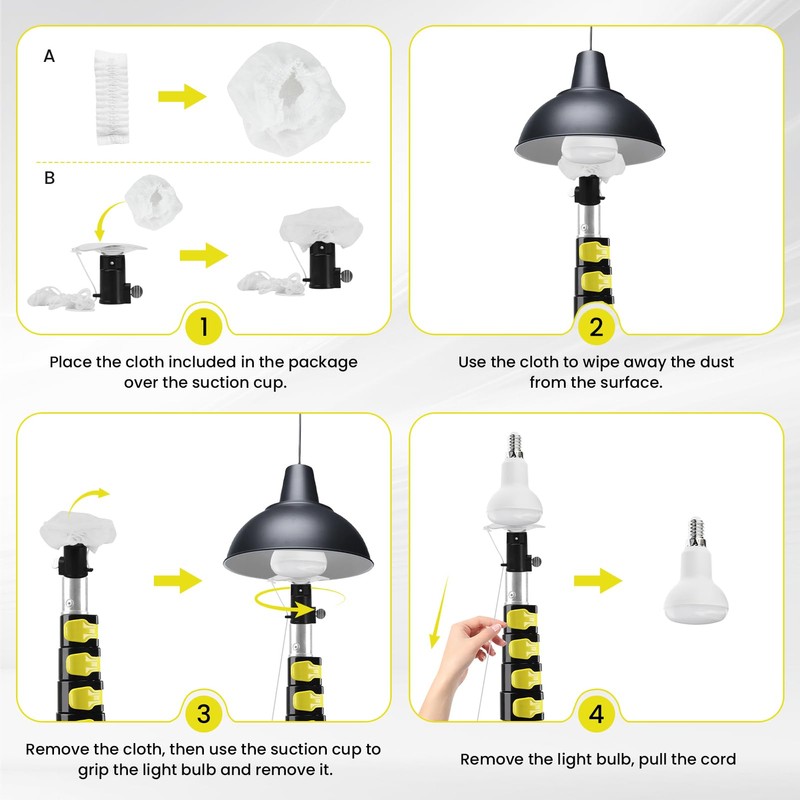 Orvella 26FT Reach Light Bulb Changer with Extension Pole, for