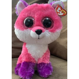 TY BEANIE BOOS JOEY FOX 9” PINK PURPLE PLUSH RARE SUPER CUTE!!