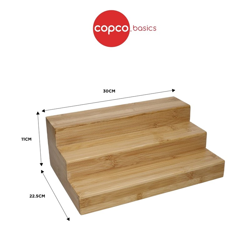 Copco Bamboo COP3TIERBAM Three Tier Cupboard Shelf Organiser, Display Boxed,