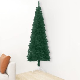 Gecheer Slim Artificial Half Christmas Tree Home for The Holidays Xmas Ornament Tree for Outdoor, Indoor, Holiday Party, Office Decoration with Stand Green 5 ft