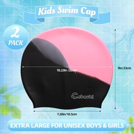 2 Pack Swimming Cap for Kids (Multicolor)