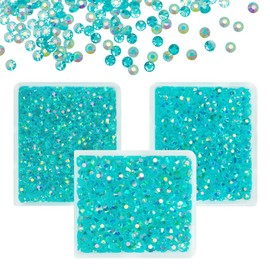 qiipii Transparent Aquamarine AB Resin Rhinestones for Crafting Lake Blue Flatback Jelly Stones 3mm 4mm 5mm Water Blue Diamonds Crystals Gems Charms for Nails Face Eyes Makeup Tumblers Bottles Crafts