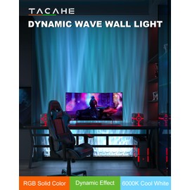TACAHE RGBW Dynamic Wave Wall Light - Flowing Water, Aurora Visual - Color Changing Wall Washer Lamp with Remote & APP - Ambient Light for Living Room, Gaming Set - 39.3" - 12W - 1 Pack