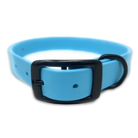 Regal Dog Products Small Light Blue Waterproof Dog Collar with Heavy Duty Black Hardware Buckle & D Ring | Vinyl Coated, Adjustable Biothane Dog Collar | Chew Resistant Waterproof Collar for Dogs