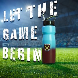 West Ham United F.C. Water Bottle with Straw Metal Water Bottle Football Sports Work Gym - West Ham Gifts for Men