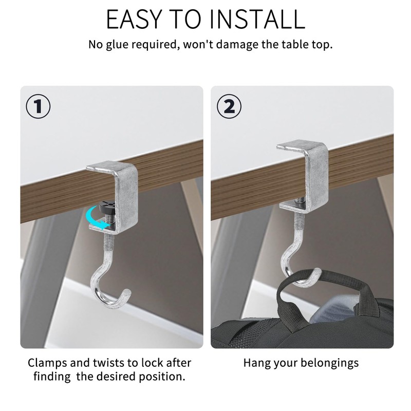 Zayin 2 Pack Desk Bag Holder Schoolbag Hooks Headphone Hanger