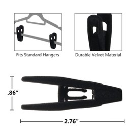 Accesorios de clóset Clips de terciopelo negro para perchas de terciopelo. Paquete de 10