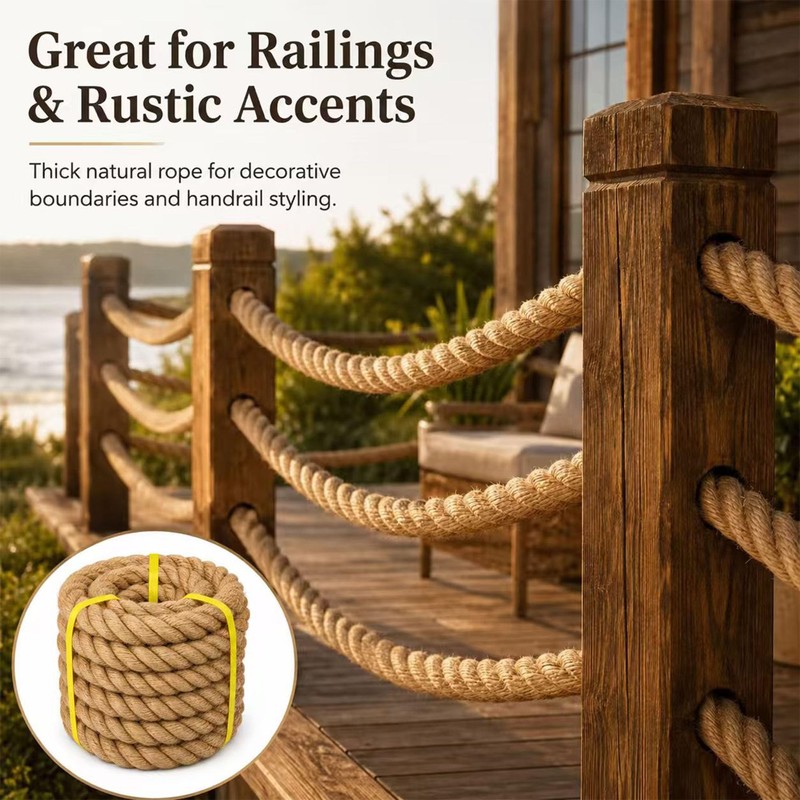 Natural Hemp Rope - 2 Inch x 50 Feet -