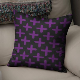 Le Jardin du Lin Cushion Decorative Cushion Cover, Purple & Black Decoration, Soft, Comfortable, for Home, Cars, Office, Sofa, Living Room, Couch, Bedroom Decor, 43 x 43 cm, Made in Turkey