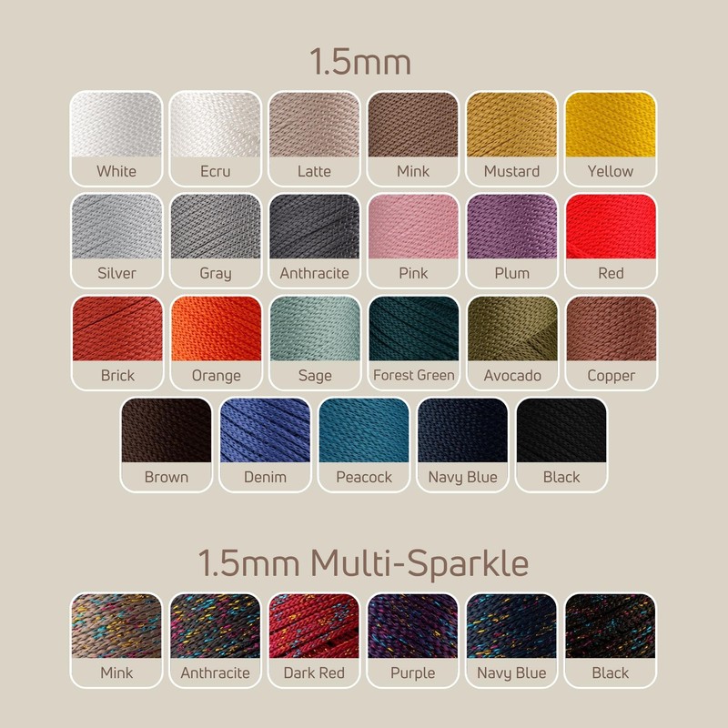 Sensy - Cuerda de poliéster prémium de 1,5 mm, 100%