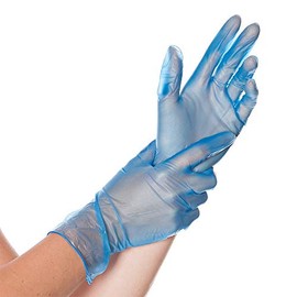 Hygostar Vinyl Gloves Classic Blue Powdered, Blue, Size L