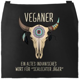 MoonWorks® BBQ Apron for Men with Saying "Hier grillt der Chef persönlich" [German Language] Hipster Grilling, Cotton Apron, Kitchen Apron, Vegetarian Vegan Black, One size fits all