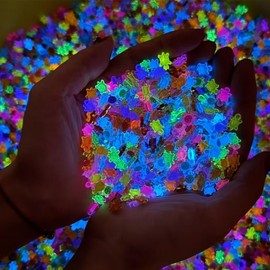 BRTNUP Pack of 300 Mini Resin Figures, Luminous Animals, Mini Turtles, Small Animal Figures, Luminous Turtles for Garden Decoration, Miniature Landscape, Home Decoration