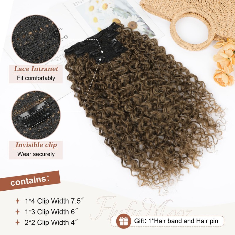Clip in Hair Extensions, 4PC 100％ Pure Protein Silk Hair