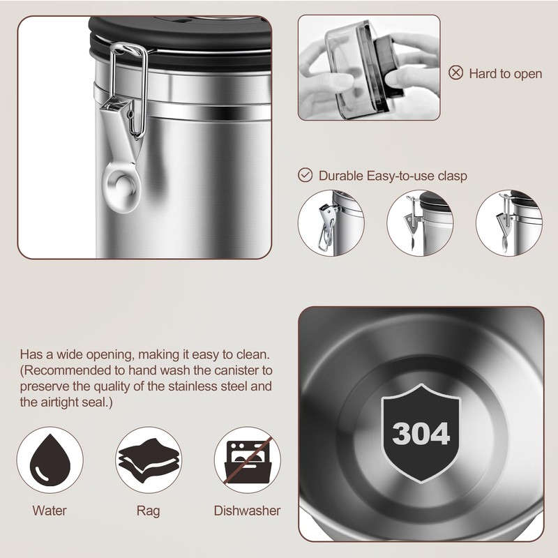 ShanSon Coffee Canister Airtight Coffee Container Stainless Steel Coffee Bean