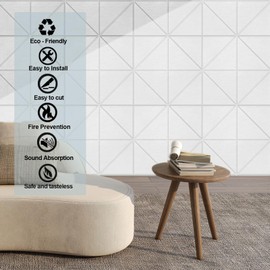 8 pack Acoustic Panels With Self-Adhesive,16"X 8"X 0.4"Sound Dampening Panels,Decorative Soundproof Wall Panels,Sound Absorbing Panel for Room & Offices (white)