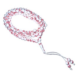 JILANI HANDICRAFT Tasbih Prayer Beads - 99 Worry Beads Misbaha with Allah & Muhammad Names Engraved, Islamic Rosary for Dhikr, Namaz, Ramadan & Eid Gift (White/RED)
