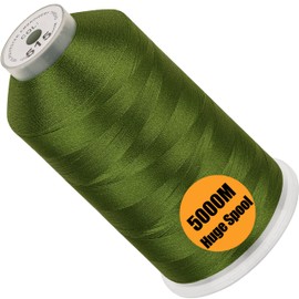 New Brothread - Bobina enorme individual de 5000 m, cada hilo de máquina de bordar de poliéster, 40 W, para máquinas comerciales y domésticas, color verde musgo