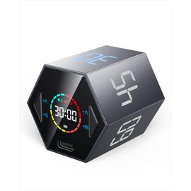 Ticktime Pomodoro Timer, Cube Timer Digital, Mute and Alarm, for Work, ADHD, Office, Task, Meeting, Learning, Productivity, 5/15/25/30/45/60min & Custom Countdown - Silver
