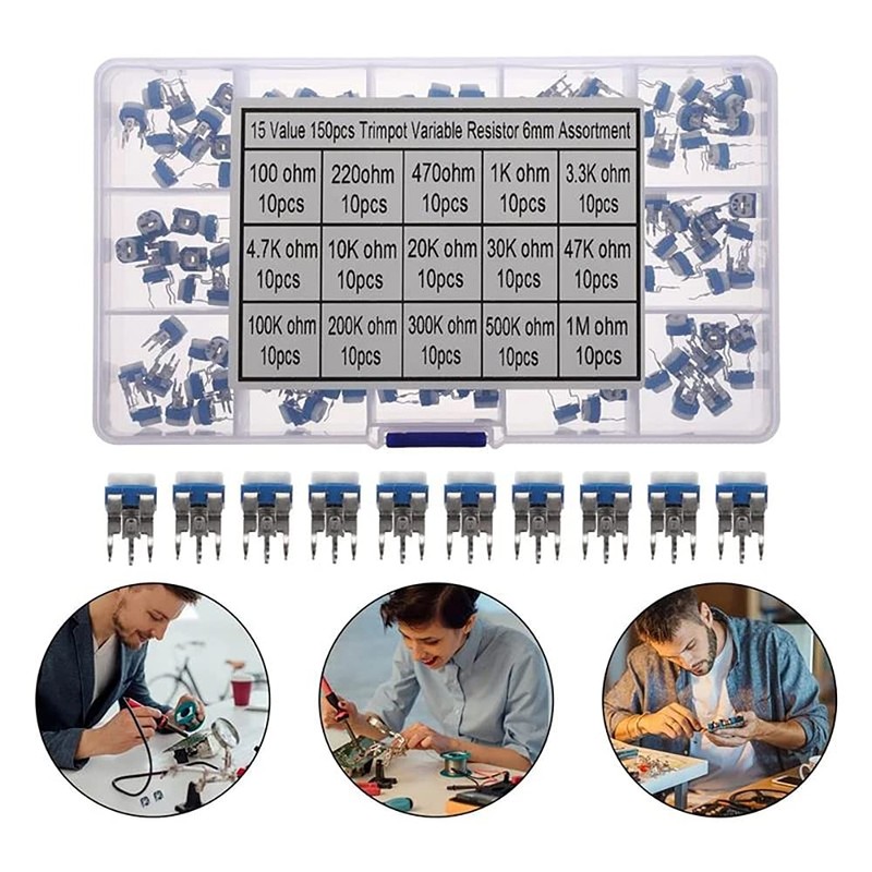 PENGLIN 150pcs Variable Resistors 100-1M ohm 15 Types 6mm Potentiometer