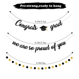 Tinbax Congrats Grad and We are so Proud of You Graduation Party Supplies - Class of 2024 Banner (Pre-strung )