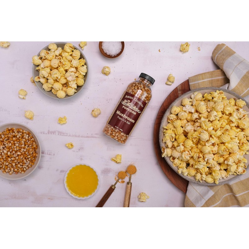 Amish Country Popcorn | 2-14 oz Bottles | Mushroom Popcorn
