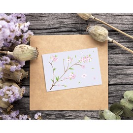 120 Pack Cherry Blossom Note Cards with Envelopes, Blank Inside for All Occasion, Thank You Letters, Bulk Box Set (6 Spring Designs, 4x6)