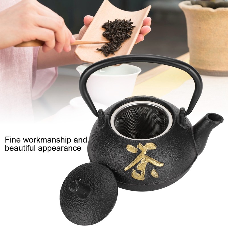 Iron Teapot Kettle Uncoated with Strainer 0.3L Tea and Zen