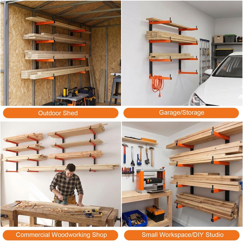 Housolution 4-Level Lumber Storage Rack - 4 Pack Holds Up