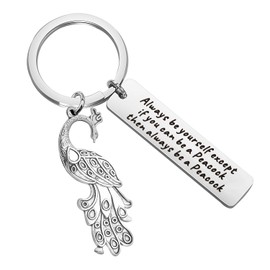 LQRI Inspirational Peacock Jewelry Peacock Bird Charm Keychain Always Be Yourself Except If You Can Be a Peacock Then Always Be a Peacock Keychain Gift for Friend (k-be a peacock)