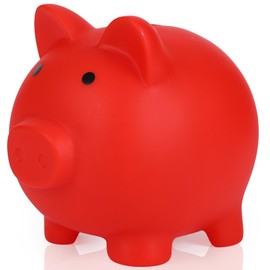 H&W Mini Piggy Bank for Kids, Plastic Coin Bank, Unbreakable Money Banks, Cute Piggy Banks for Kids, First Money Box, Best Birthday Gifts Home Decoration（Red）