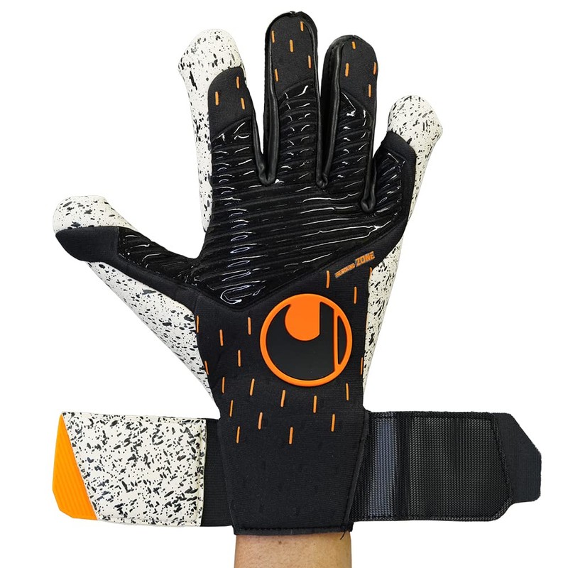uhlsport Speed Contact Supergrip + Adult Unisex Goalkeeper Gloves, Black/White/Neon