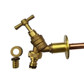 SK INFINITY | Outside Garden Tap Kit with Through Wall Flange 350mm Long Tube | 3/4" Brass Connector