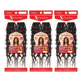 Outre X-Pression Twisted Up Crochet Loop 2X Butterfly Jungle Senegal Twist Braid 12 (3-PACK, 2T1B/30)