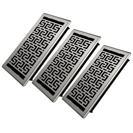 Floor Registers 6x14 Inches - 3 Pack Heavy Duty Walkable Steel Floor Vents Ease Adjust Air Flow Direction Vent Covers for Home Floor Satin Nickel Floor Vent Covers