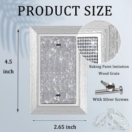 1 Pcs Shiny Rhinestone Imitation Wood Grain Wall Plates Light Switch Blank Wall Plate Decorative Cover Plate Single Toggle Wall Plate